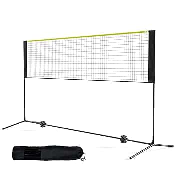 VEVOR Rete da Badminton Pallavolo Tennis, Set di Rete Pickleball Pieghevole Nylon Portatile, Regolabile Altezza, Facile da Installare con Pali Borsa, Uso Interno Esterno, 302 x 155 x 103 cm