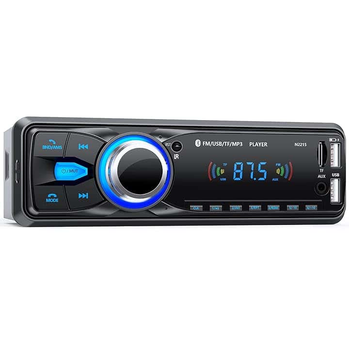 Autoradio Bluetooth,Chismos Stereo Auto 1 DIN Autoradio FM Radio Auto Lettore MP3 Supporta 2 USB/SD/Aux/Telecomando/Ricarica rapida, supporto iOS/Android (Non ha RDS/CD)