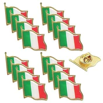 AEIXYA 16 Pezzi Spilla Bandiera Italiana, Ciondolo Metallico Smaltato a Mano, Bavero Pin per Tifosi Calcio, Festa della Repubblica, Regalo Patriottico Italiano con Tricolore