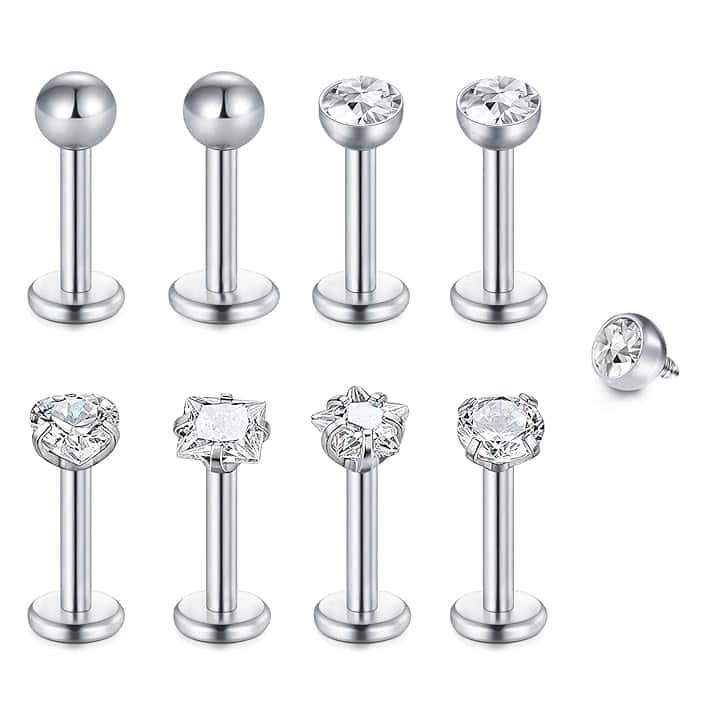 WillTen 8 piercing per trago, helix, piercing per labbra, 16 g, trago, helix, piercing in oro argento, medusa, piercing in acciaio chirurgico, orecchio, helix, conch