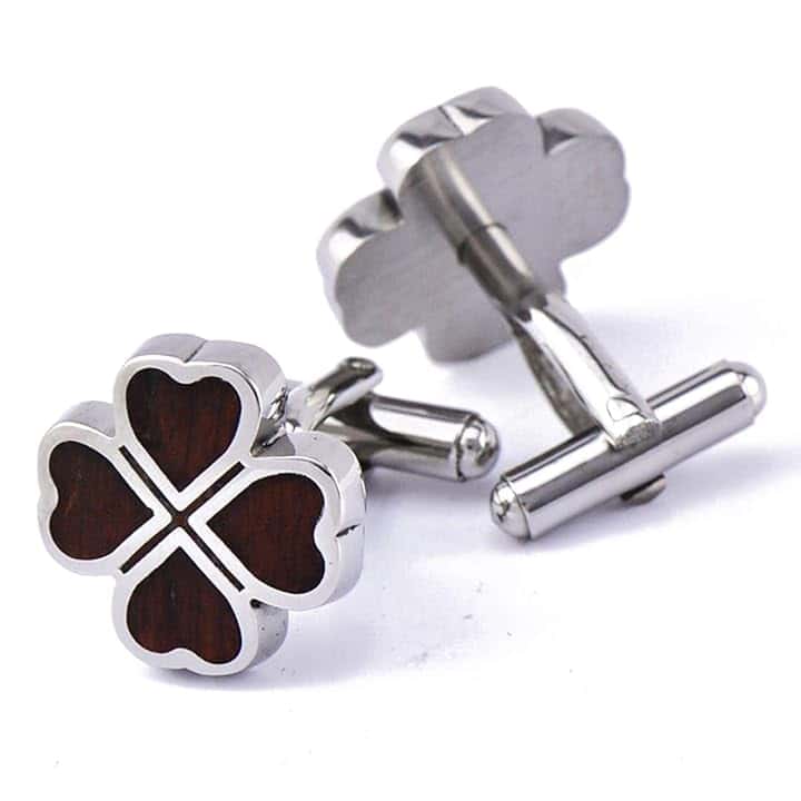 Daesar Gemelli Eleganti Gemelli Uomo Camicia Quadrifoglio Gemelli Camicia Rosso Argento