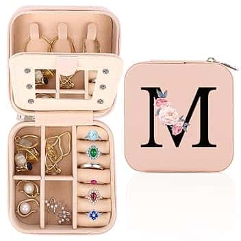 FIDWALL FIDWALLScatola per gioielli da viaggio, personalizzata A-Z, portatile, con specchio