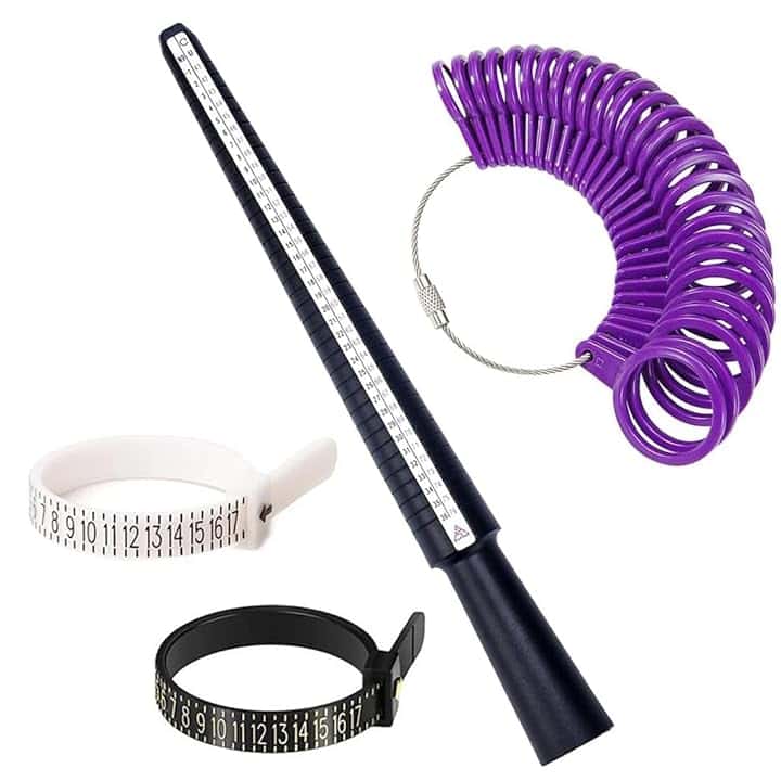 NJCXOLA 4 Pezzi Misuratori per Anelli, Misuratore di Anelli Professionale, Strumento Calibro per la Misurazione Degli Anello Scala di Misure Dimensione da Dito per Taglie Standard di EU US UK