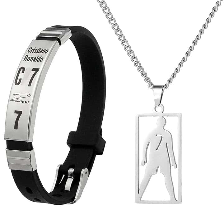 YUBBYSTU Set di collane con ciondolo a forma di pallone da calcio, regolabile, in acciaio inossidabile, in silicone, per uomo, regalo per ragazzi