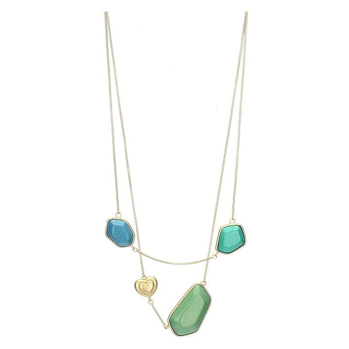 THUN THUN - Collana con pietre e cuore - ceramica, metallo - Collezione Dedicato a te - 90 + 5 cm