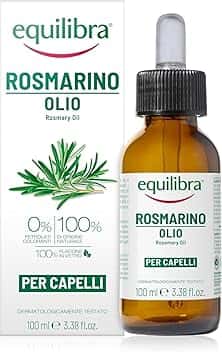 Equilibra, Olio di Rosmarino per Capelli, 100 ml, con Olio di Rosmarino, Olio di Mandorle e Olio di Ricino, Rinforza Cuoio Capelluto e Capelli, Dermatologicamente Testato, Adatto a Pelli Sensibili