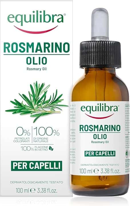 Equilibra, Olio di Rosmarino per Capelli, 100 ml, con Olio di Rosmarino, Olio di Mandorle e Olio di Ricino, Rinforza Cuoio Capelluto e Capelli, Dermatologicamente Testato, Adatto a Pelli Sensibili