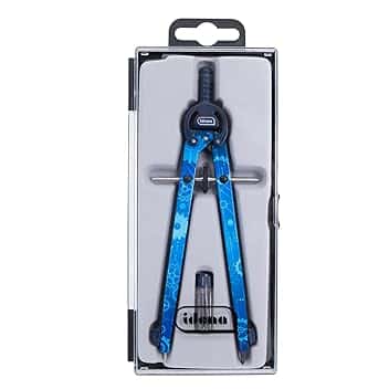 Idena 20165 - Macchina a compasso con rotella centrale, bussola a regolazione rapida in astuccio, incluse due ricariche di ricambio in confezione