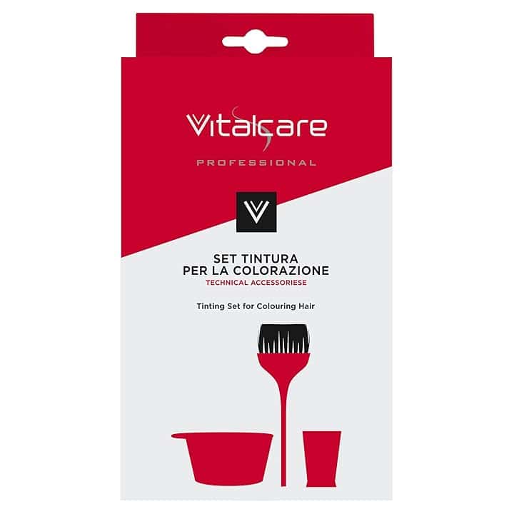 Vitalcare | Set Tinta Capelli, Set di 3 Strumenti per la Colorazione dei Capelli, (1 Ciotola + 1 Misurino 135 ml + 1 Pennello)