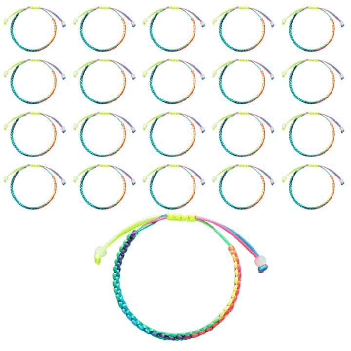 OPIURVY 20 pezzi braccialetti intrecciati fatti a mano colorati, braccialetti dell'amicizia colorati, set di boho regolabili, regalo per ragazzi, ragazze e bambini(B)