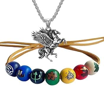 HJYZY Camp H. Blood, braccialetto con perline in legno, mitologia greca, Percy, per cosplay e anime, accessorio per bigiotteria, 2 pezzi