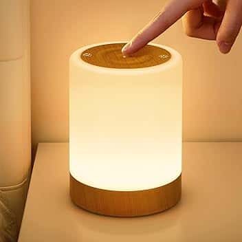 Lampada da Comodino Senza Fili, Touch Dimmerabile Abat Jour da Comodino con 256 Colori RGB e 5 Modalità, USB Ricaricabile Luce Notturna LED con Funzione Timer per Bambini, Camera da Letto