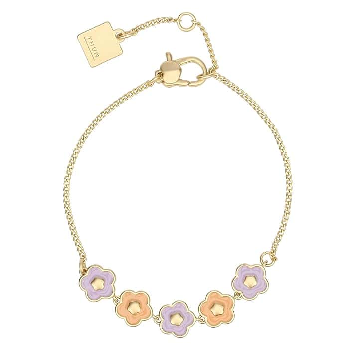 THUN THUN - Bracciale con fiori smaltati - metallo, vetro, resina - Collezione Dedicato a te - 16 + 3 cm