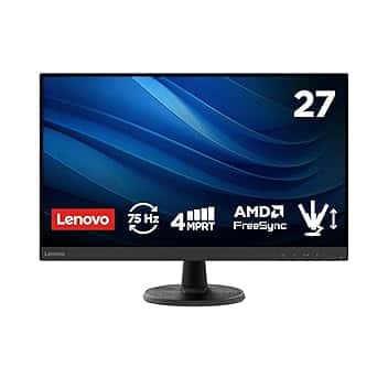 Lenovo D27-45 Monitor - Display 27 pollici FullHD (1920 x 1080, VA, Bordi Ultrasottili, AMD FreeSync, 4ms, 75Hz, Cavo HDMI, Input HDMI + VGA) - Raven Black - Esclusiva Amazon