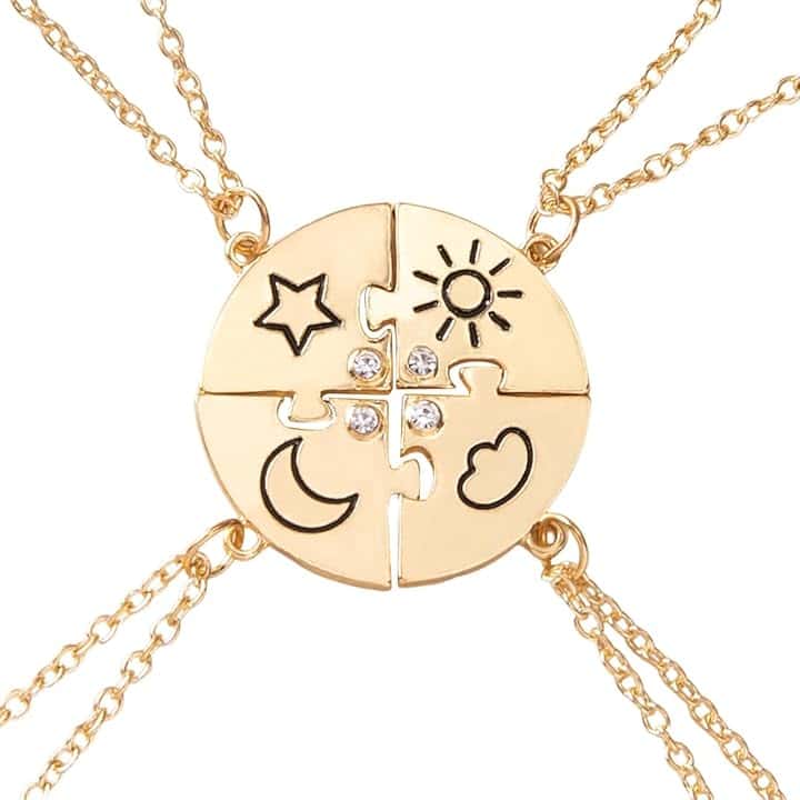 JEYORZY 4pcs Collana Pendente Amicizia Set, Collana BFF dell'amicizia Best Friends Forever Ragazze Regalo di compleanno con catena a sospensione per 4 Ragazze