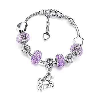 Deolven Braccialetti per Bambini con Unicorno, Braccialetto in Cristallo Scintillante Rosa per Ragazze Bracciale per Compleanno Bambina da 6-12 anni