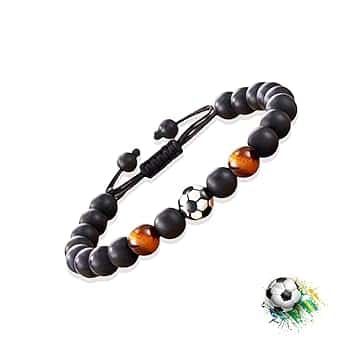 Lolileo Bracciale Calcio, Bracciale Uomo, Braccialetto Calcio Ragazzi E Ragazze Regalo, Bracciale Calcio Regolabile in Tessuto Calcio, Regalo Creativo per Ia Famiglia E Gli Amici