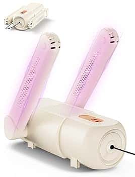 Asciuga Scarponi, Asciuga Scarpe Elettrico Asciugascarpe con Timer 120mins, Asciuga Stivali Asciuga Scarponi regolabile a 90°, Luce Violetta per scarpe, guanti, cappelli, calze