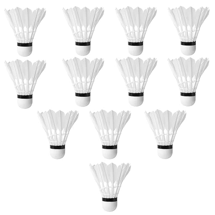 Nizirioo 12 palline da badminton: volani in piuma d'oca, testa in sughero, allenamento sportivo, ad alta velocità, da giardino, a forma di piuma d'oca, per interni ed esterni (bianco)