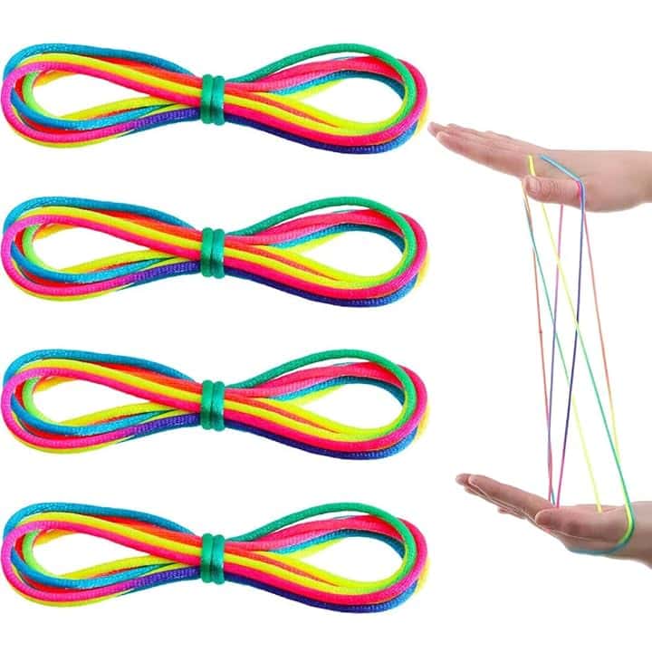 4 Pezzi Finger Twist Gioco A Filo,Gioco Del Dito Della Stringa Bambini,Finger String Game Rainbow Rope,Giochi Di Corda Mano Bambini,Ottimo Come Piccolo Regalo,Lunghezza 160cm