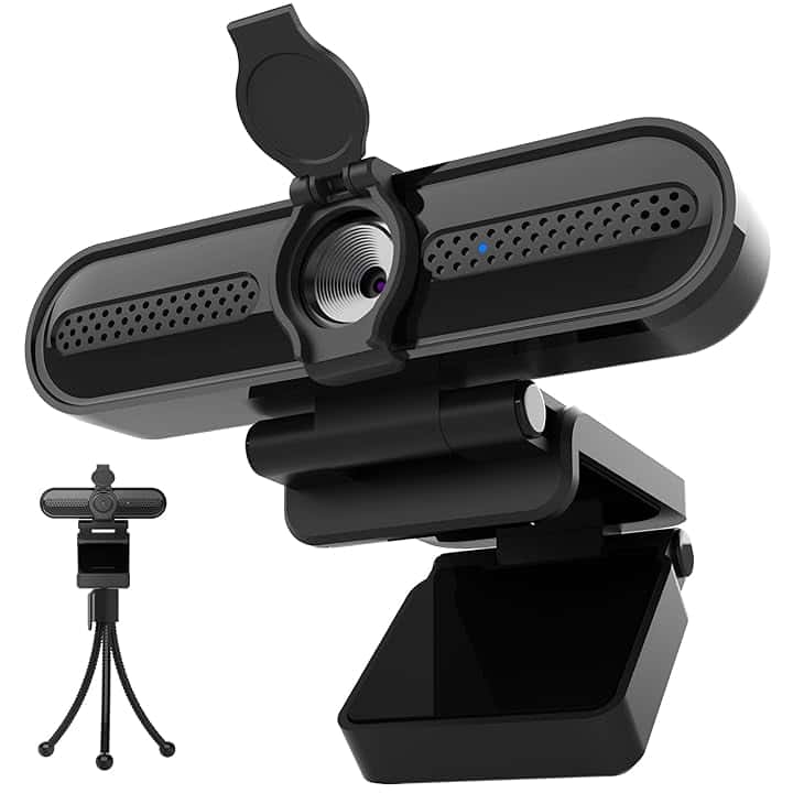 W4DS 2K Webcam, HD Webcam PC con Microfono, Autofocus, 78° View, Plug&Play, Microfono Riduzione Rumore, Protezione della privacy, USB Webcam per Videochiamate, Conferenza, Studio e Streaming