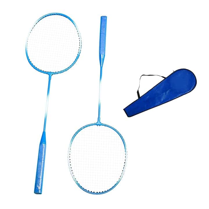 Set di racchette da badminton, racchette da badminton leggere, mazza portatile | Kit da badminton durevole per 2 giocatori, racchette con corde forti, attrezzatura sportiva da giardino all'aperto per