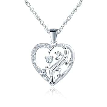 VIKILEE Collana con Ciondolo Geco di Zirconia Cuore,Collana Argento 925 Donna e Ragazze,Argento/Oro/Oro Rosa Collane Lucertola di Animali D'amore,Gioielli Carini per Figlia Mamma Moglie Fidanzata