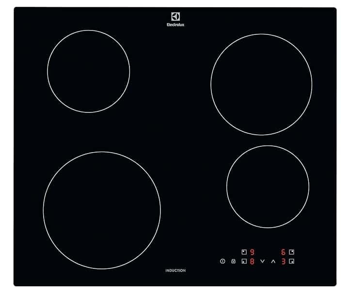 Electrolux Serie 300 Piano Cottura a Induzione da Incasso EIB60424CK, 4 Fuochi Rapidi, Comandi SliderTouch, Sicuro e Facile da Pulire, 60 cm, 590×520 mm, Nero, Design Moderno