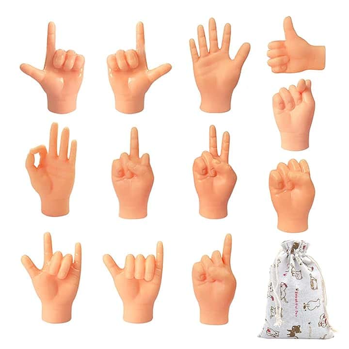 12 Pezzi Tiny Hands,Mini Mani,Piccole Mani Manine Marionette da Dito,per Famiglia Amico Giochi Festa,Animale Domestico