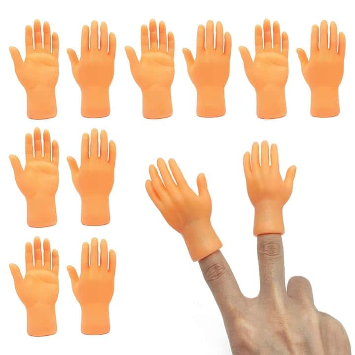 10 Pezzi Tiny Hands, Mini Mano Sinistra Mano Destra Piccola Mano Burattini da Dito Mini Dita per Giochi, Trucchi Magici, Interazione con Animali Domestici, Giocattoli Scherzosi