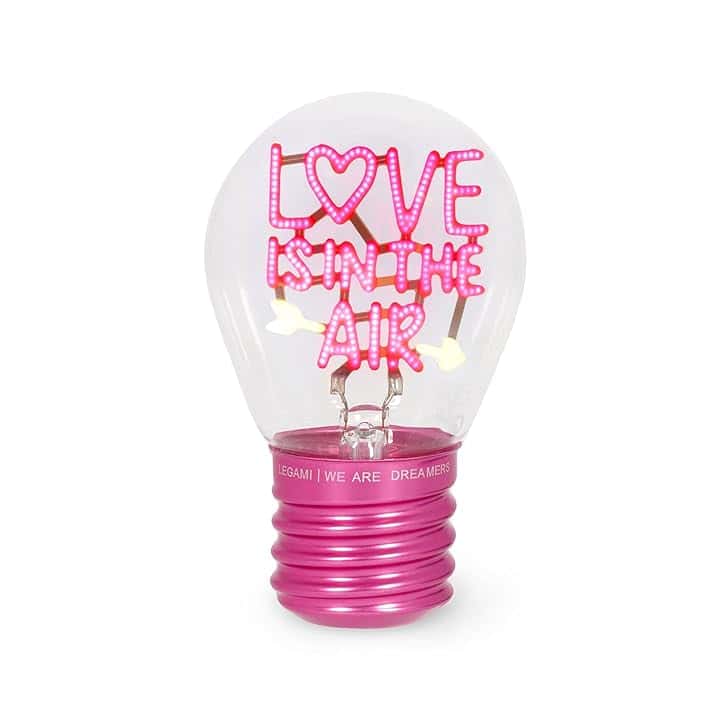 Legami - Lampada da Tavolo a forma di Lampadina, Ricaricabile con Cavo USB, Senza Fili, Bulb Fiction, Tema Love is in the Air, 6.8 x 10.3 cm