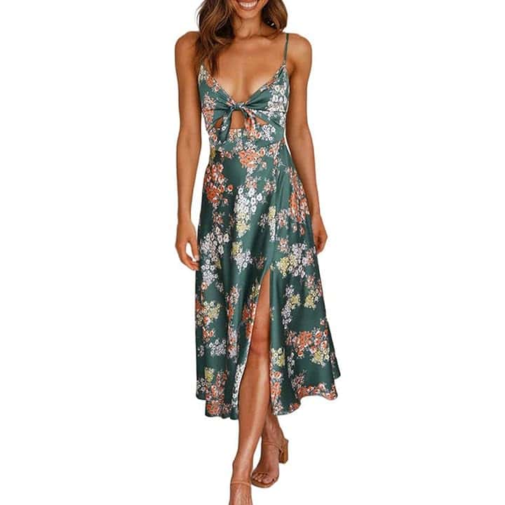 Vestito Donna Lungo Senza Maniche, Abito Donna Lungo Primaverile Stampa Floreale Farfalla Elegante Estivo Bohémien Etnico Vestito Taglia Grossa Spiaggia Estivo per Leggero E Traspirante