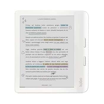 Kobo Libra Colour | eReader | Display antiriflesso a colori E Ink Kaleido™ 3 da 7” | Modalità Scura| I Audiolibri | Impermeabile (Bianco)