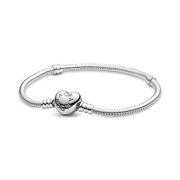 PANDORA Icons - Bracciale in argento, con maglia snake e chiusura a cuore