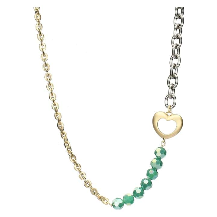 THUN THUN - Collana cuore e perline - metallo, vetro, resina - Collezione Dedicato a te - 40 + 5 cm