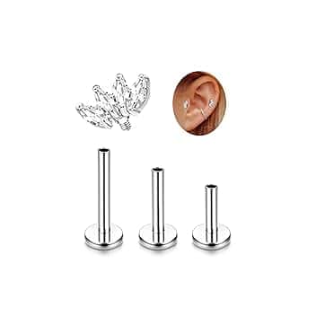 ADRAMATA G23 Titanio Piercing Helix Trago Filettato Internamente Piercings Labbro Medusa Piccolo Piercing Orecchio Ipoallergenico Conch Helix Piercings Oro Argento