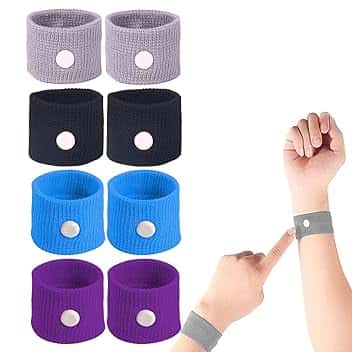 DULFAX 4 Paia Braccialetti Antinausea, Anti Nausea Digitopressione, Braccialetti Mal di Mare Bambini, Digitopressione Bracciale Anti-Nausea, Braccialetto per Cinetosi-C