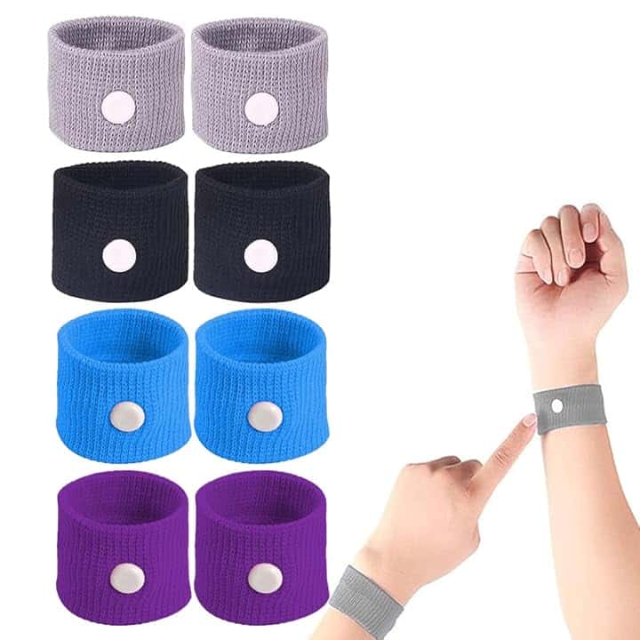 DULFAX 4 Paia Braccialetti Antinausea, Anti Nausea Digitopressione, Braccialetti Mal di Mare Bambini, Digitopressione Bracciale Anti-Nausea, Braccialetto per Cinetosi-C