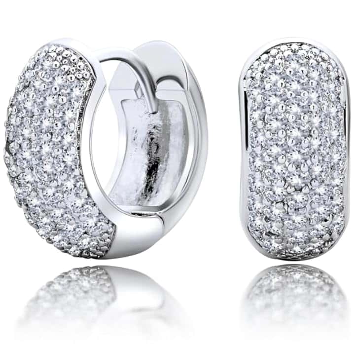 Voarge Orecchini Donna Argento 925 a Cerchio Oro, orecchini uomo cerchio diamanti con Confezione