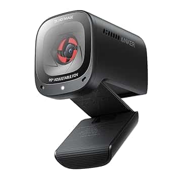 AnkerWork PowerConf C200 2K USB Webcam per laptop e computer, microfoni con cancellazione del rumore AI, stereo, campo visivo regolabile, correzione della luce bassa, copertura privacy integrata