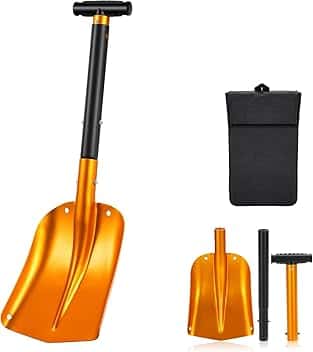 Pala da Neve Rimovibile 4 in 1 - Pieghevole in Alluminio Con Borsa, Facile da Trasportare - Per Auto, Campeggio, Vialetto, Giardino