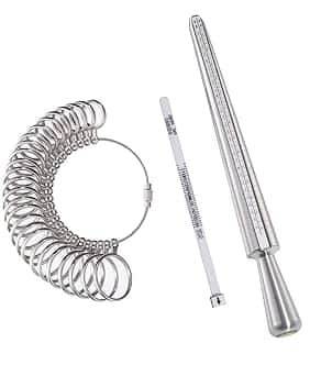 Meowoo Anello Mandrino Sizer Finger Mandrino Misuratore Anelli Dimensionamento Metro Dita Gauge Set Gioielli Strumenti Taglie Standard per Regno Unito, UE, USA e Svizzera