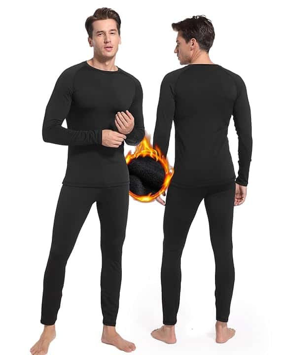 Intimo Termico Uomo Invernale, Manica Lunga Maglia Termica e Pantaloni - Attivo Caldo Completo Tuta Termica Funzionale Set Termico Uomo per Sci Ciclismo Corsa Allenamento