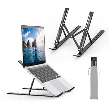 GRIFEMA GB1054B Supporto PC Portatile, Alluminio, Antiscivolo, Regolabile a 7 Angolazioni, Laptop Stand Compatibile con Laptop da 10-17,3 Pollici e Tablet - Nero Global Recycled Standard