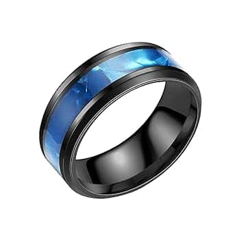 Generisch Anelli adolescenti ragazzi anello colorato in acciaio titanio per fidanzamenti moda coppia anelli neri uomo
