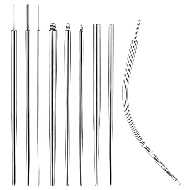 TYXHXTF 9 Pezzi Kit Piercing Piercing Taper Inserimento Permit Corpo Taper Acciaio Chirurgico Ago Cannula Piercing per Orecchio Naso Sopracciglio Labbro