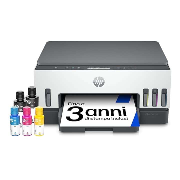 HP Smart Tank Plus 7005 AiO 28B54A, Stampante Multifunzione a Colori, Serbatoio d'Inchiostro ad Alto Volume di Stampa, Fino a 12000 Pagine (Nero) e 8000 Pagine (Colore), F/R Automatica, Wi-Fi, Bianca Blue Angel