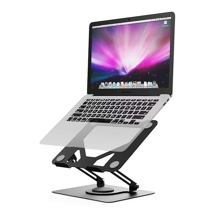 Supporto PC Portatile, GRIFEMA GB1050 Laptop Stand Ergonomico con Base Girevole a 360°, Altezza Regolabile e Design Pieghevole, Compatibile con Portatili e Tablet da 11-17", Nero Global Recycled Standard