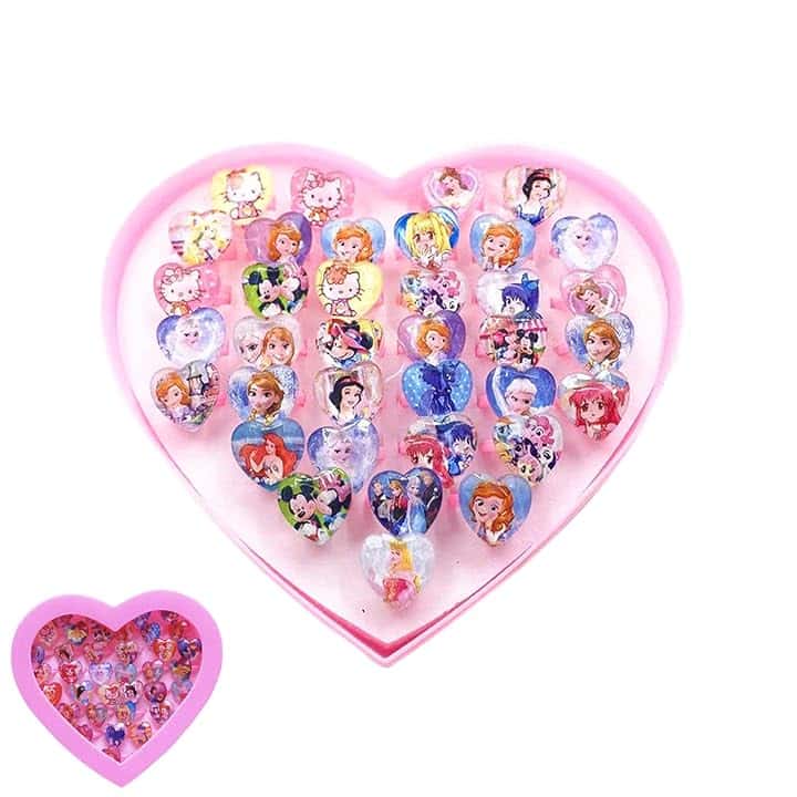 FANSEZQ 36 Pezzi Anelli per Bambini, Set Anelli Bambina, Anelli per Gioielli Ragazze, set da principessa per anelli per bambini, buono per il compleanno dei bambini, regalo per feste