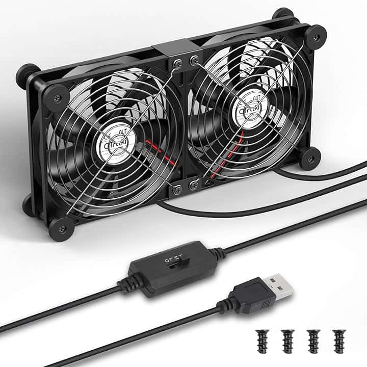 OTraki 120 mm USB Ventole PC 2 in 1 Ventola, Ventilatore Portatile 3 Velocità Regolabili Ventola Di Raffreddamento Elettronica Con 8 Piedini Ammortizzanti Per Router, Computer, Tv Box, Tablet